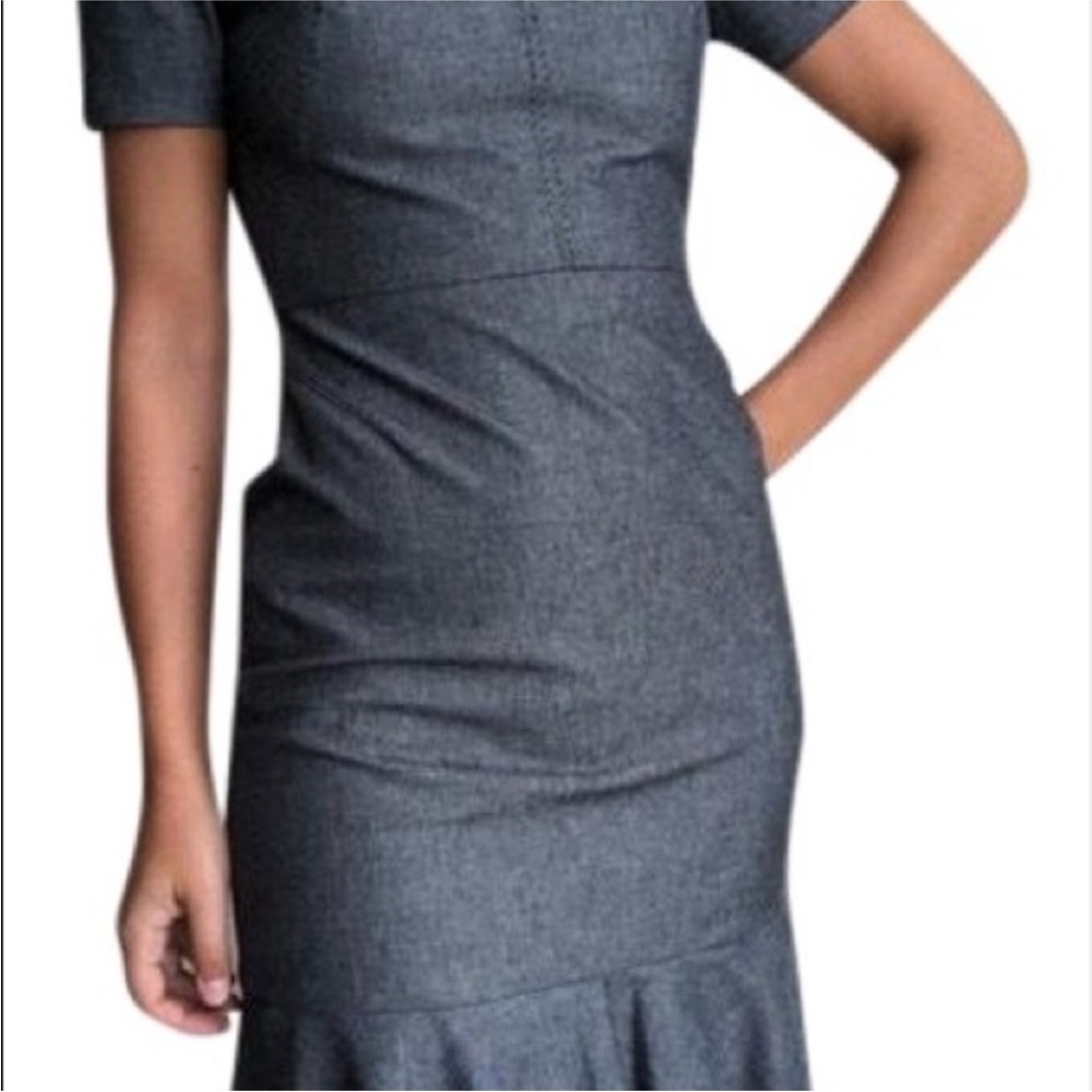 Banana Republic Blue Chambray Sheath Peplum Dress Size 4 - Picture 3 of 16